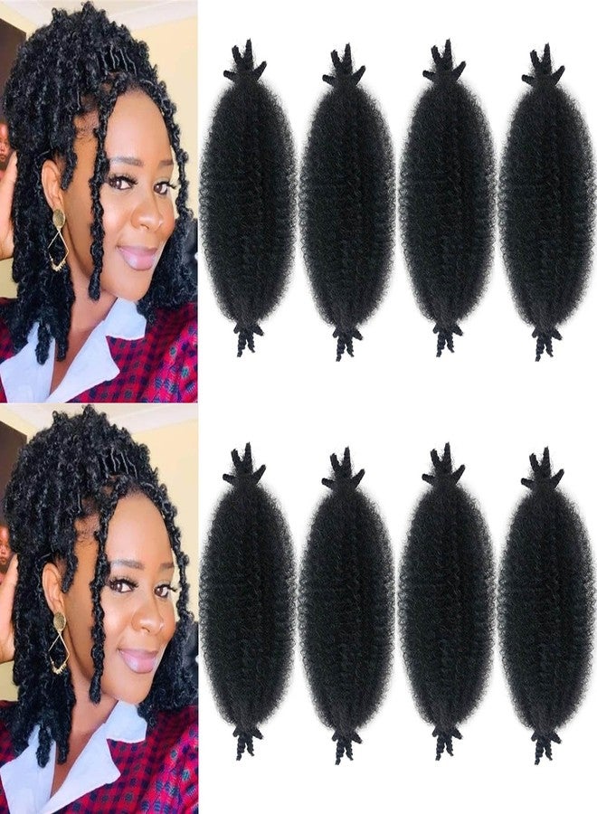 Chicmoi 8 Inch Bob Marley Hair Short Afro Kinky Twist Braiding Hair for Passion Twist Crochet Hair 8 Packs 1B Black Soft Fluffy Twisted Up Springy Afro Twist Hair Extension for Women Girl - Image 1